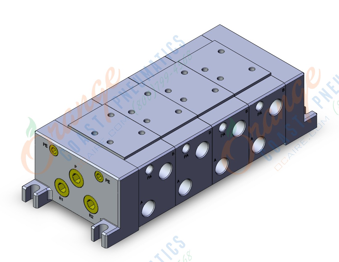 SMC VV714-03RT-03UT mfld, iso size 1, VV7* MANIFOLD ISO SERIES