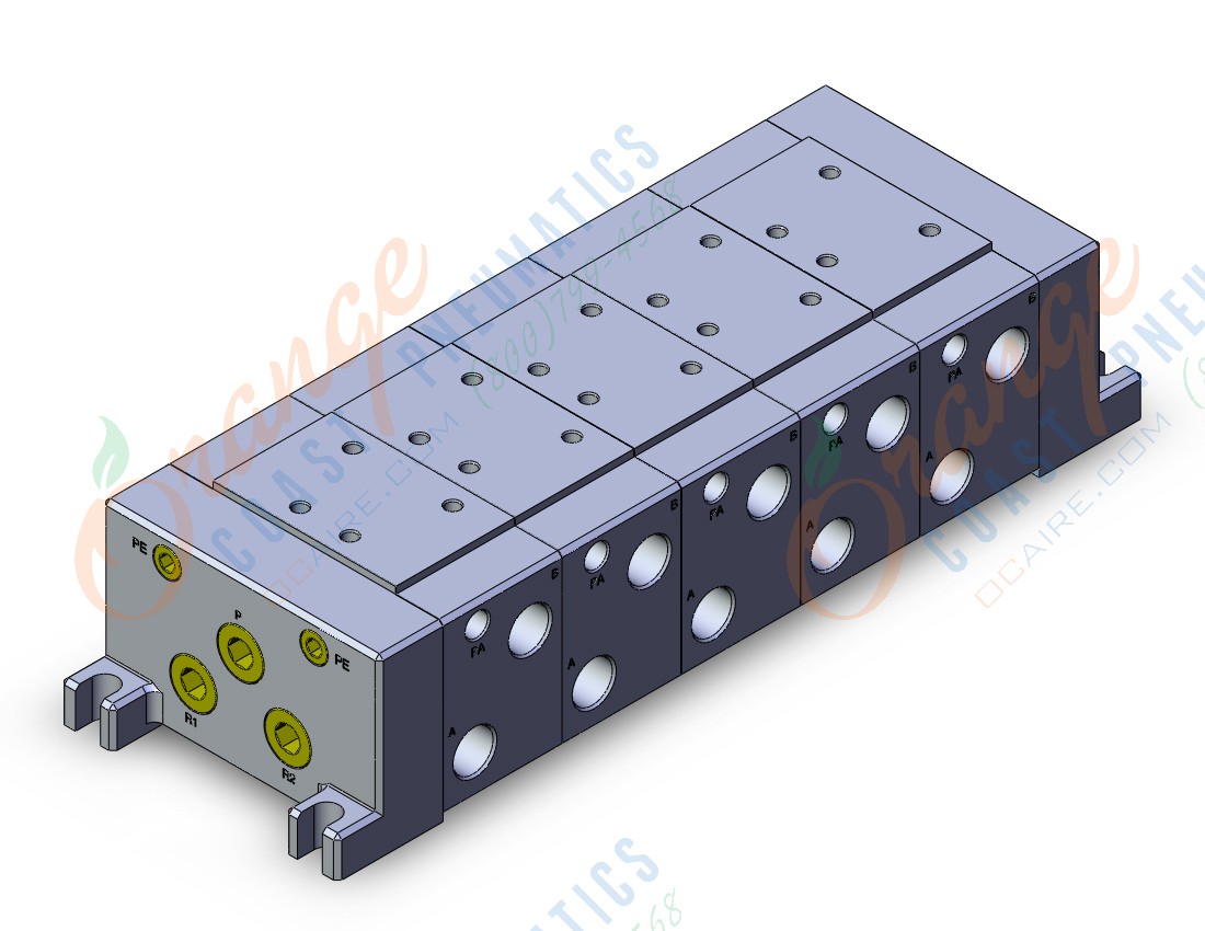 SMC VV715-03RT-03UT mfld, iso size 1, VV7* MANIFOLD ISO SERIES
